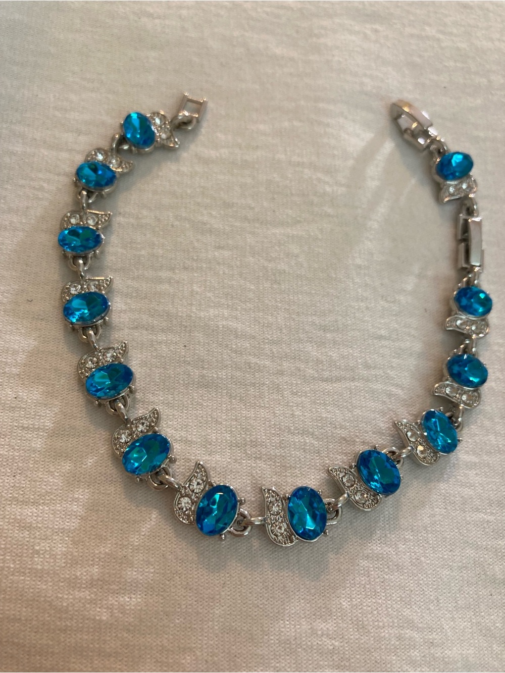 Blue and Clear Rhinestones Vintage Bracelet